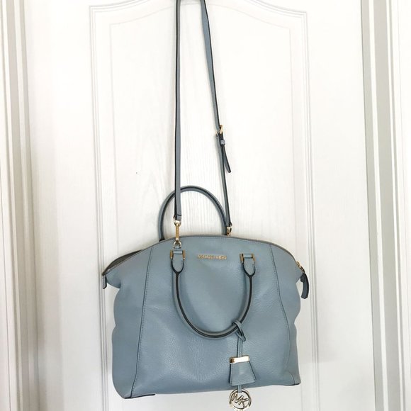 Michael Kors Leather Satchel Bag, Light Blue - Picture 6 of 6